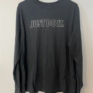 NIKE Just Do It Shirt Mens XL Long Sleeve Graphic Logo Swoosh Black Tee